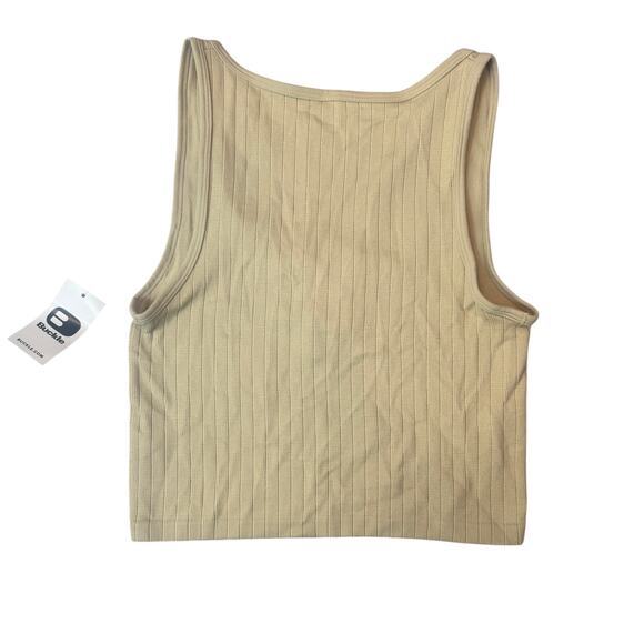 NWT Buckle XS BKE Womens Peyote Seamless Scoop Neck Sleeves Beige Crop Top New - Picture 2 of 7